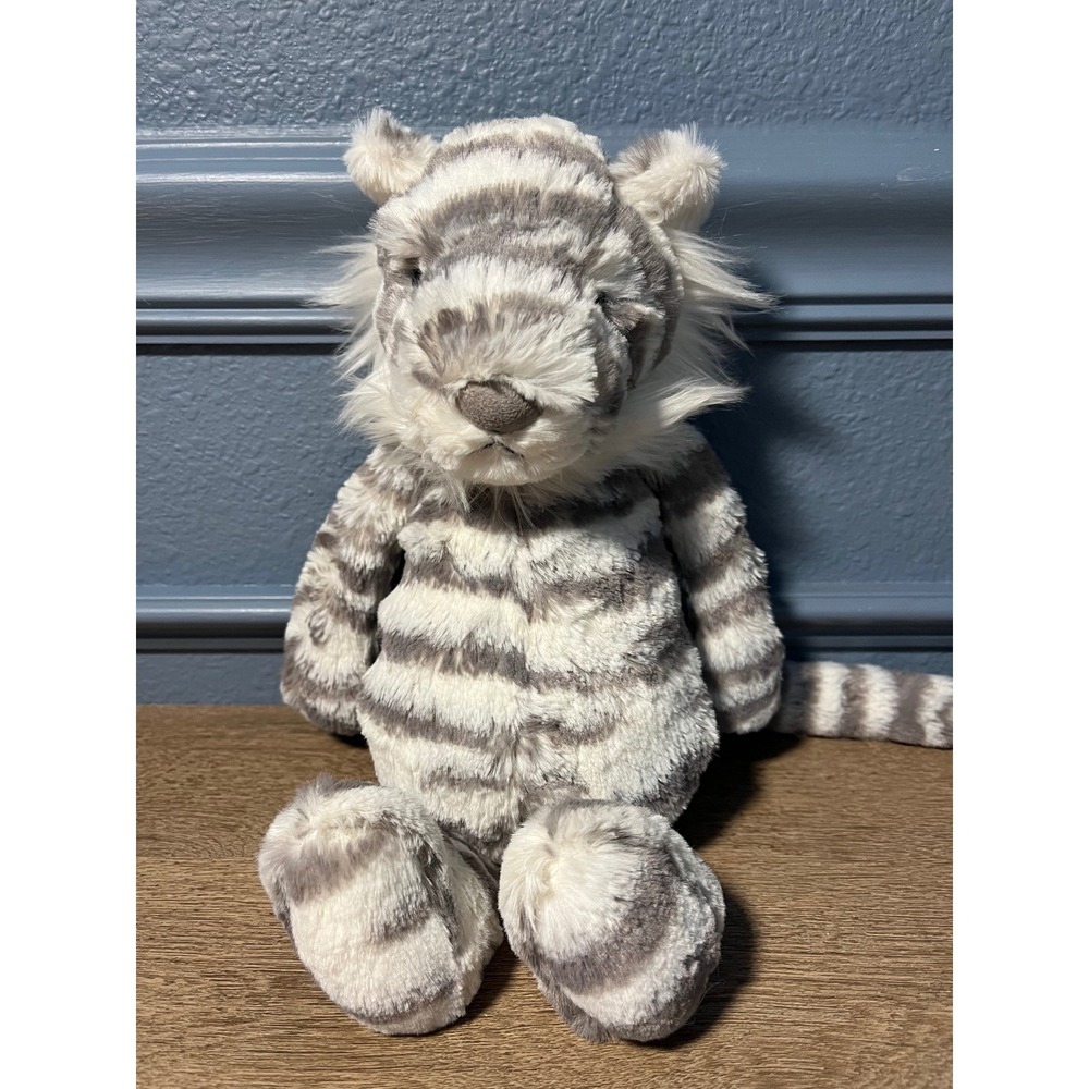 Jellycat Sasha White Gray Striped tiger Plush Toy